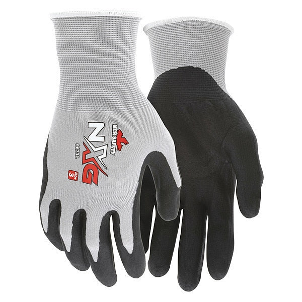 Foam Nitrile Coated Gloves, Palm Coverage, Black/Gray, XL, PR