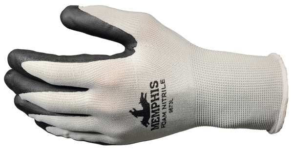 Foam Nitrile Coated Gloves, Palm Coverage, Black/Gray, M, PR