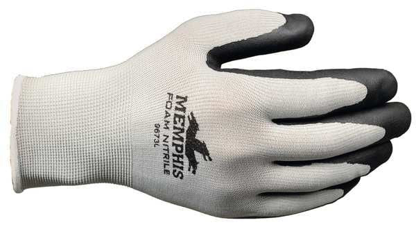 Foam Nitrile Coated Gloves, Palm Coverage, Black/Gray, S, PR