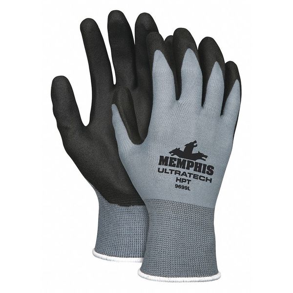 HPT Coated Gloves, Palm Coverage, Black/Gray, XL, PR