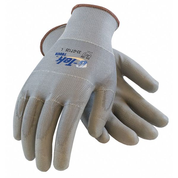 Polyurethane Coated Gloves, Palm Coverage, Gray, XL, 12PK