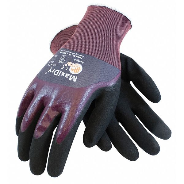 Foam Nitrile Coated Gloves, Palm Coverage, Purple/Black, S, 12PK