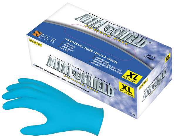 Disposable Nitrile Gloves, Food Grade, Palm Thickness 4 mil, Powder-Free, 2XL, (11), Blue, 100 Pack
