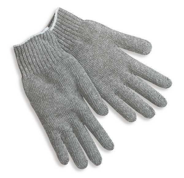 String Knit Gloves, Cotton Polyester Blend Material, Knit Wrist Cuff, Gray, S