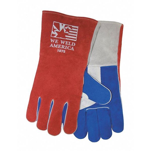 Stick Welding Gloves, Cowhide Palm, L, PR