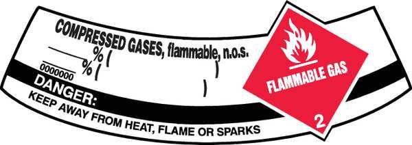 Cylinder Label, 5-1/4 x 2 Compressed Gas