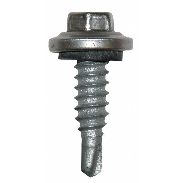 Self-Drilling Screw, #12 x 1 in, Climaseal Steel Hex Head External Hex Drive, 250 PK