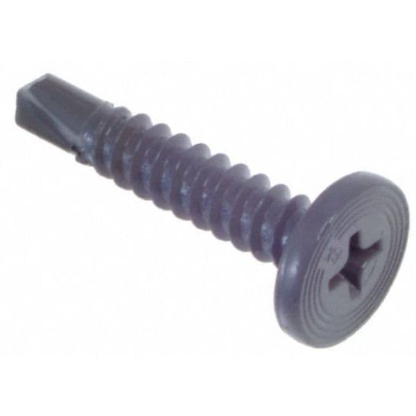 Self-Drilling Screw, #10 x 1 in, Gray Spex Steel Pan Head Combination Phillips/Square Drive, 500 PK