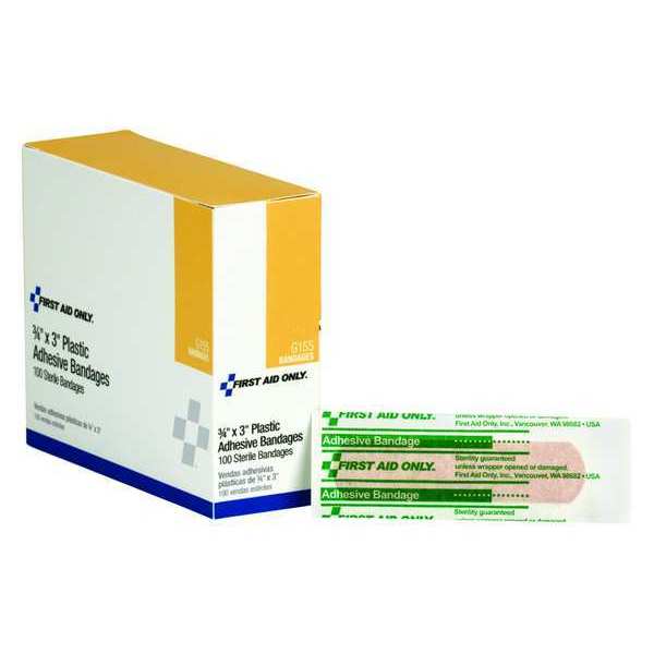 Adhesive Bandage, Plastic, 3/4x3In, PK100