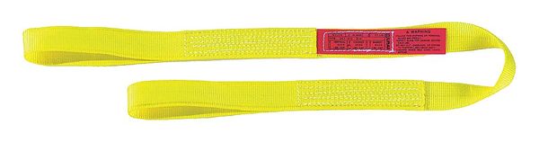 Web Sling, Flat Eye and Eye, 24 ft L, 3 in W, Nylon, Yellow