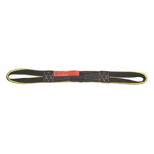 Web Sling, Reverse Eye - Type 6, 4 ft L, 2 in W, Nylon, Black