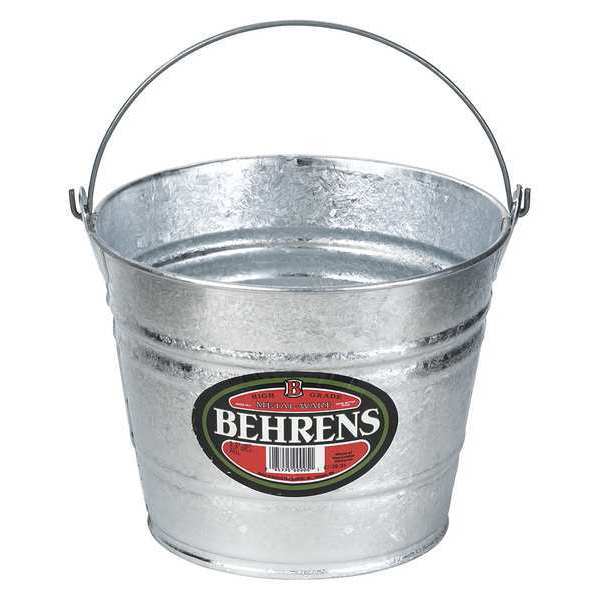 3 1/2 gal Round Bucket, 12 3/4 in Dia, Silver, Galvanized Steel