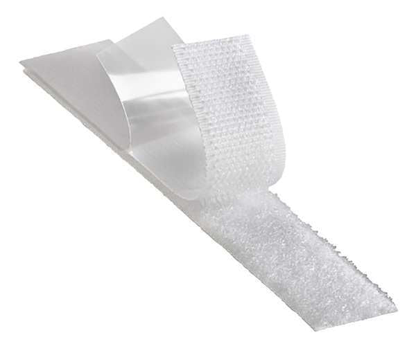 Reclosable Fastener, Acrylic Adhesive, 150 ft, 1 in Wd, White