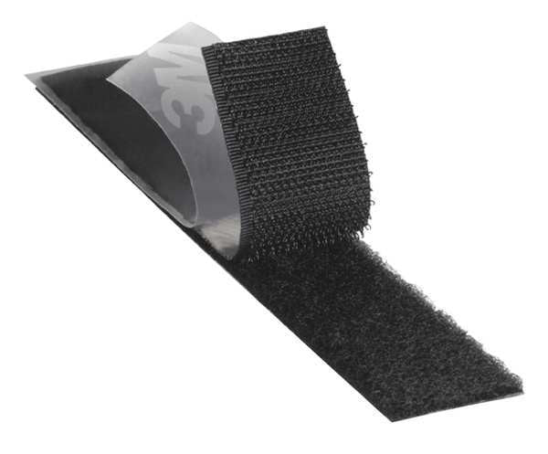 Reclosable Fastener, Acrylic Adhesive, 150 ft, 2 in Wd, Black