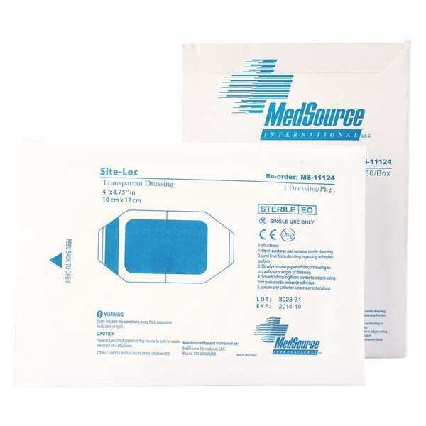 IV Dressing, Clear/White, 4 in, L, PK50