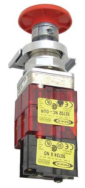 Emergency Stop Push Button, 30 mm, 1NO/2NC, Red