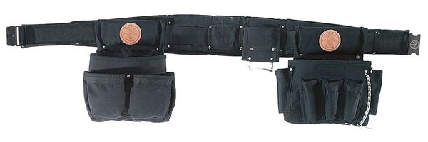 Black Ballistic Nylon Tool Belt, L, 27 Pockets