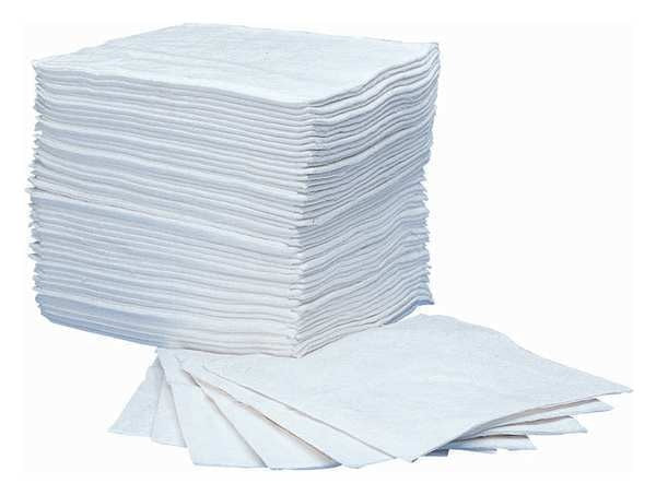 Sorbents, 14 gal. Oil Absorbed, White, Polypropylene, 50 PK
