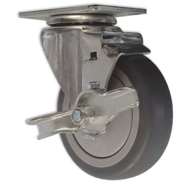 Caster 4 In., Swivel/Brake, 375 lb