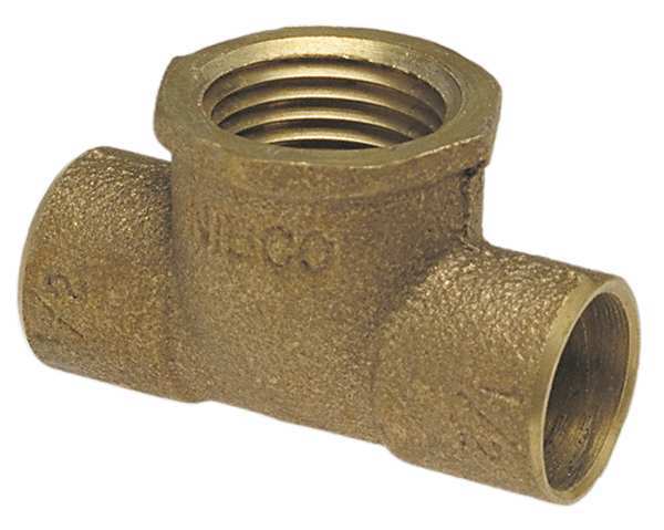 Reducing Tee, Cast Bronze, C x C x FNPT