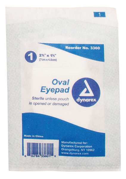 Oval Eye Pads, Strle, 1-5/8x2-5/8in, PK600