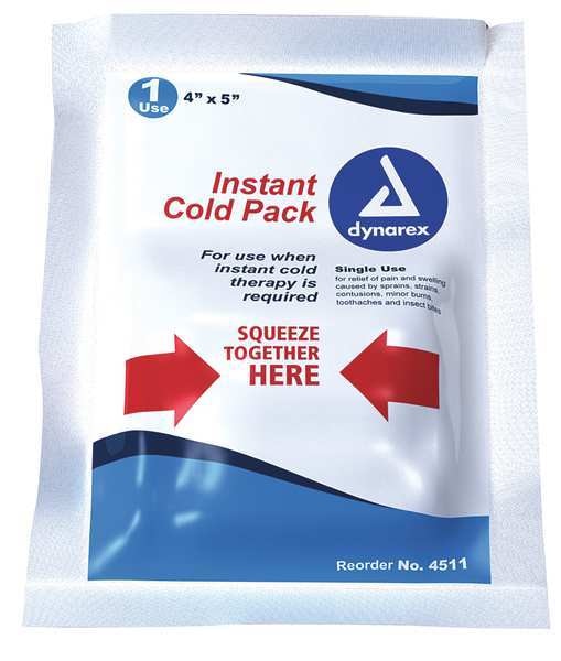 Instant Cold Pack, White, 4inL x 5inW, PK24