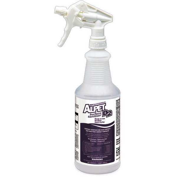 Cleaner, Disinfectant and Sanitizer, 1 qt. Trigger Spray Bottle, Alcohol