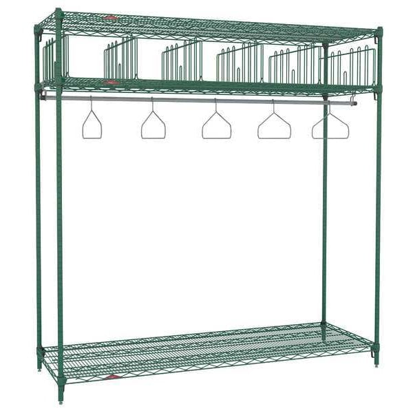 Turnout Gear Storage Rack, Green Epoxy, 24 in D, 74 in H