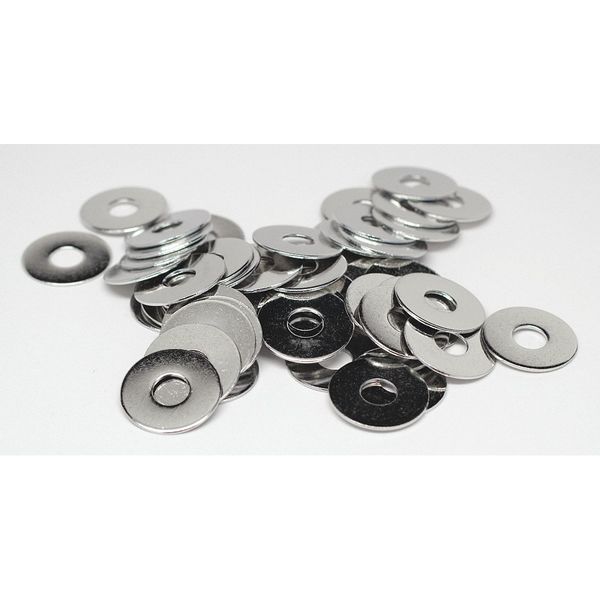 Flat Washer, Fits Bolt Size 1/4 in , Stainless Steel NL-19 Finish, 10 PK