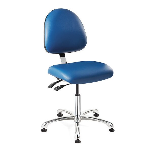 Blue Vinyl Cleanroom Chair w/tilt, ISO 7, 15.5-21