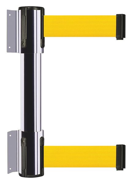 Belt Barrier, Yellow, Polished Chrome
