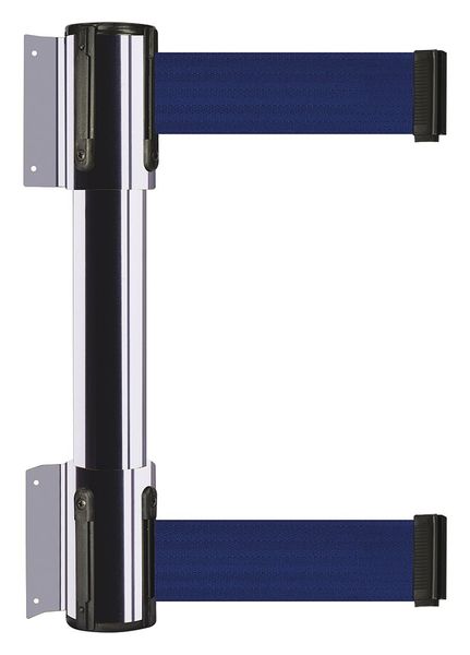 Belt Barrier, Blue, Polished Chrome