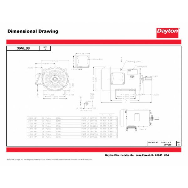3-Phase General Purpose Motor, 1 HP, 182/4 Frame, 208-230/460V AC Voltage, 1,170 Nameplate RPM