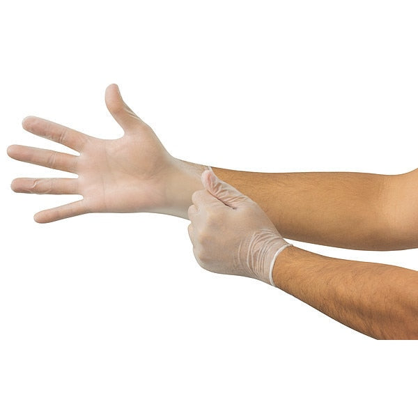 Disposable Gloves, Vinyl, Powdered, Clear, M, 100 PK