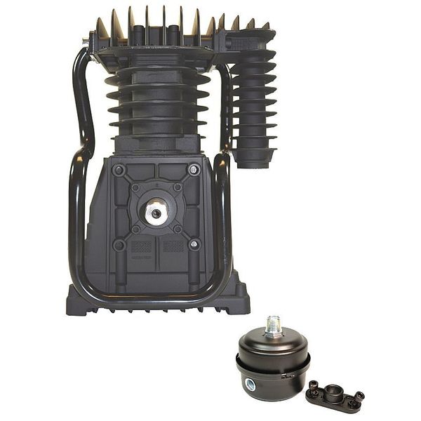 Air Compressor Pump, 5, Two Stage Stage, 1.44 qt Oil Capacity, 2 Cylinder