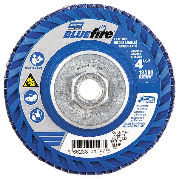 Flap Disc, 13,300 rpm, 36 Grit, 27-Type, PK2