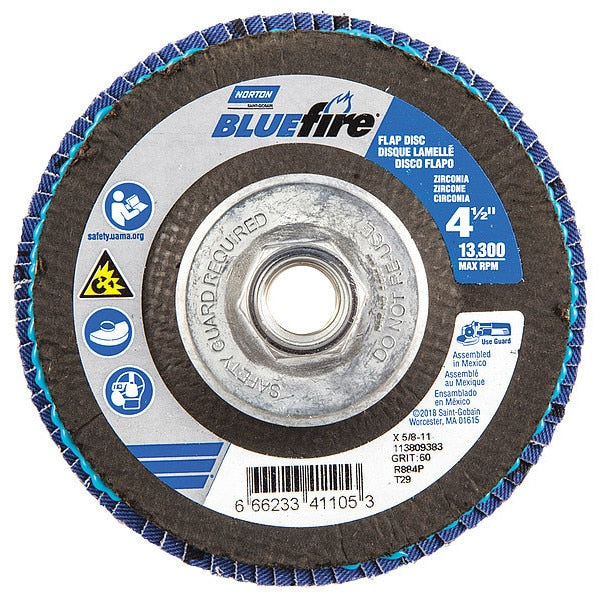 Flap Disc, 13,300 rpm, 60 Grit, 29-Type, PK2