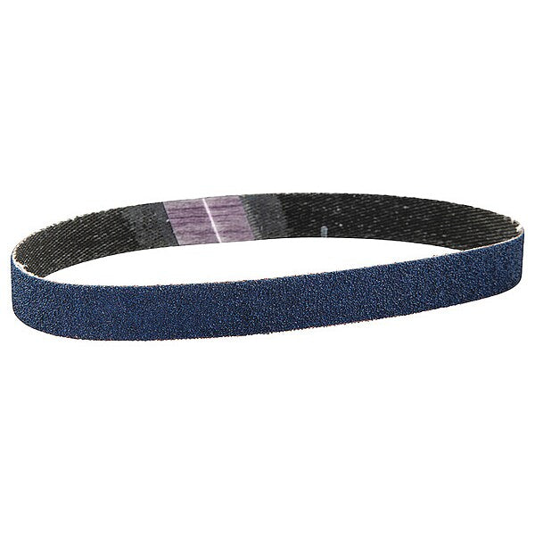 Sanding Belt, Coated, 1/2 in W, 12 in L, 60 Grit, Medium, Zirconia Alumina, R823P, Blue