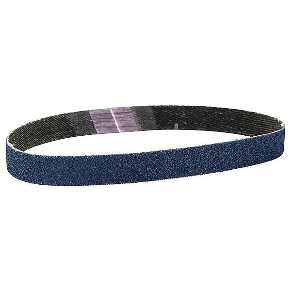 Sanding Belt, Coated, 1/2 in W, 12 in L, 80 Grit, Medium, Zirconia Alumina, R823P, Blue