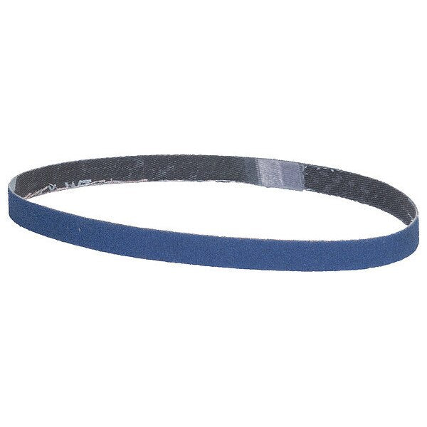 Sanding Belt, Coated, 1/2 in W, 18 in L, 60 Grit, Medium, Zirconia Alumina, R823P, Blue