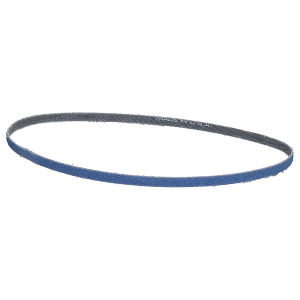 Sanding Belt, Coated, 1/2 in W, 24 in L, 120 Grit, Fine, Zirconia Alumina, R823P Bluefire, Blue