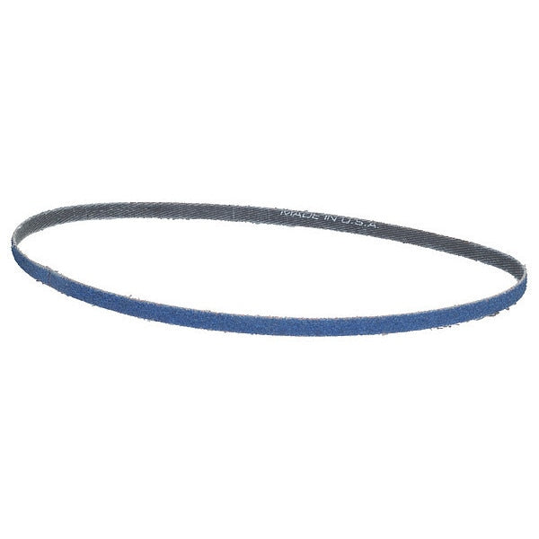 Sanding Belt, Coated, 1/2 in W, 24 in L, 60 Grit, Medium, Zirconia Alumina, R823P, Blue