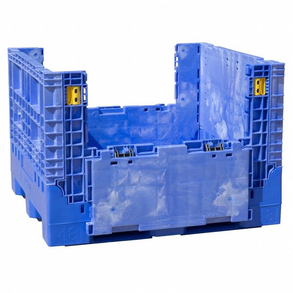 Blue Collapsible Bulk Container, Plastic, 28.7 cu ft Volume Capacity