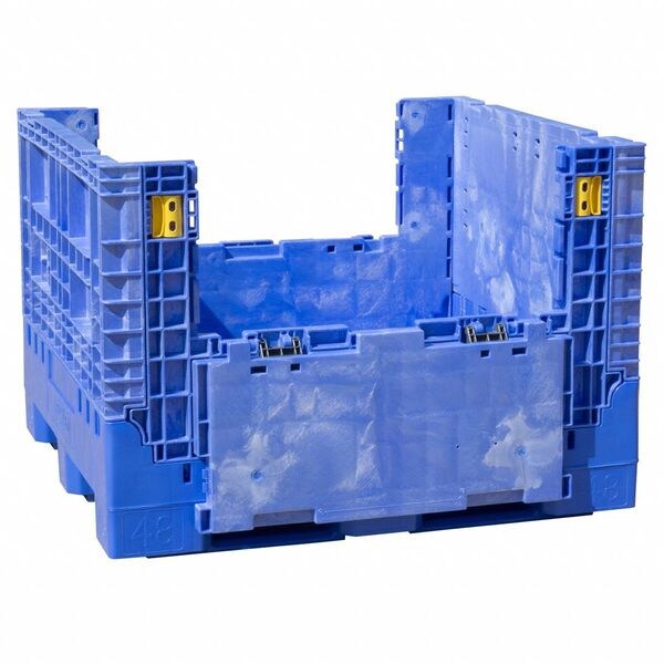 Black Collapsible Bulk Container, Plastic, 47 cu ft Volume Capacity