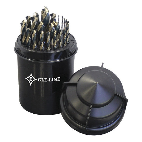 Bit Barrel Jobber Length Drill Set Cle-Line 1878 Black & Gold HSS, 29-Piece