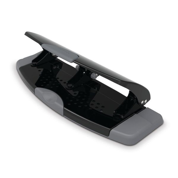 Three-Hole Paper Punch, 20 Sheets, Blk/Gry