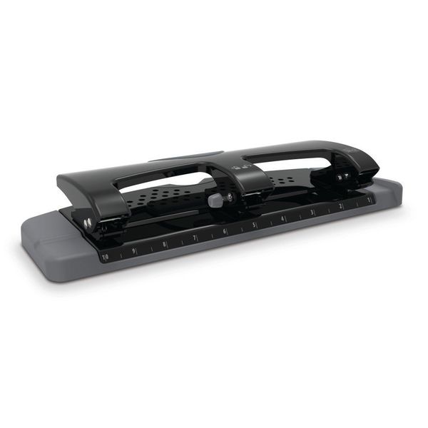 Three-Hole Paper Punch, 20 Sheets, Blk/Gry