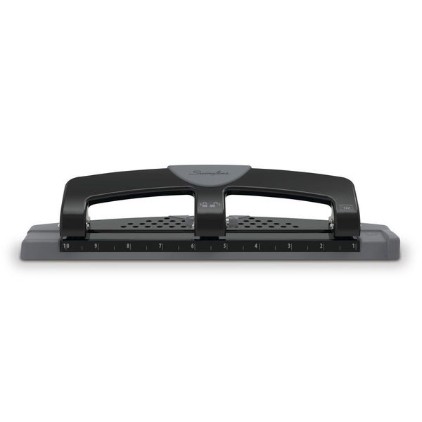 Three-Hole Paper Punch, 12 Sheets, Blk/Gry