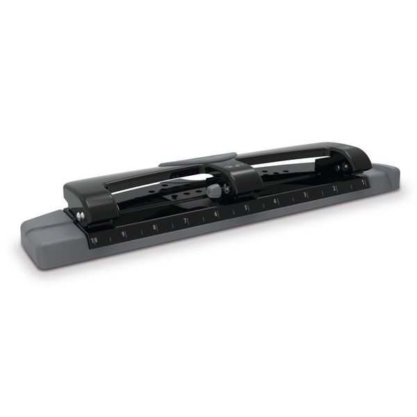 Three-Hole Paper Punch, 12 Sheets, Blk/Gry