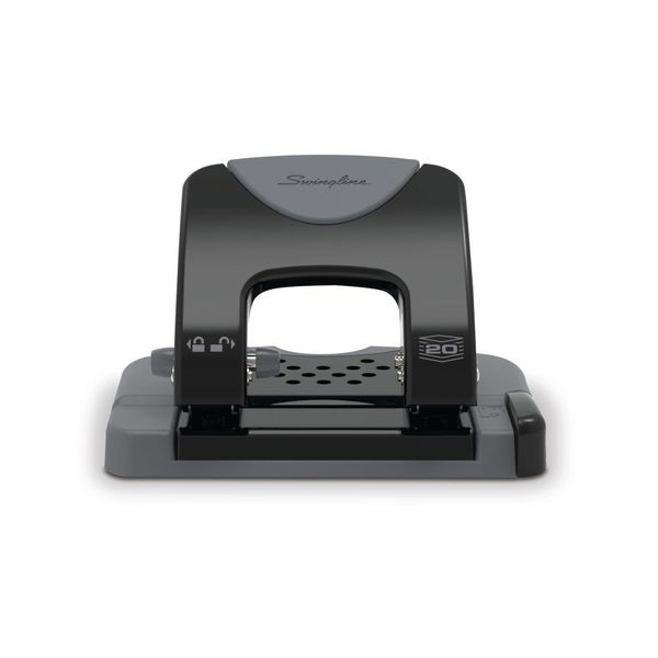 Two-Hole Paper Punch, 20 Sheets, Blck/Gray